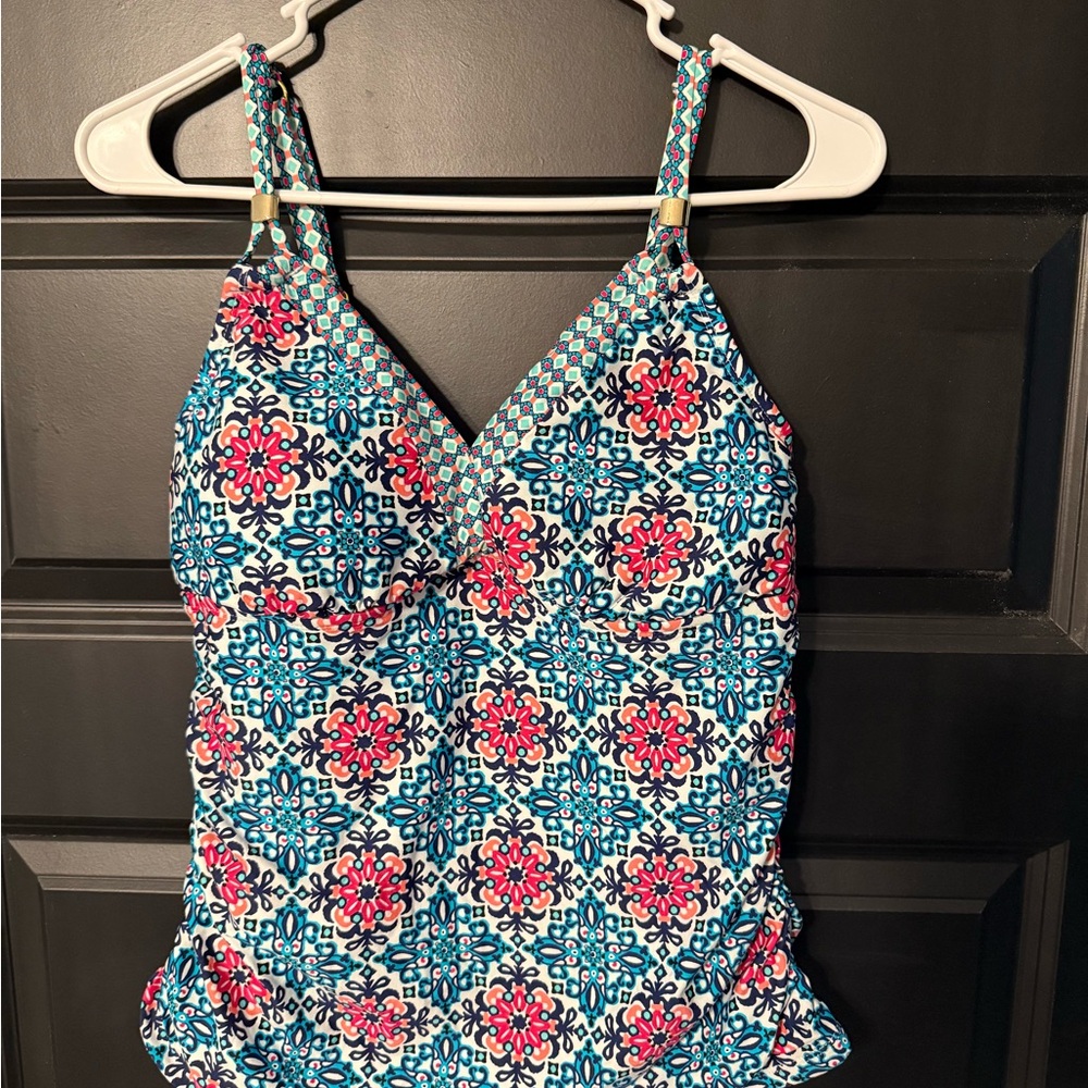 24th & Ocean Blue and Pink Patterned Tankini